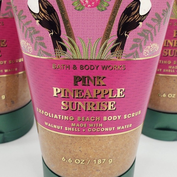 3 Pink Pineapple Sunrise Beach Body Scrub Bath Body Works Exfoliating Wash - Picture 2 of 6